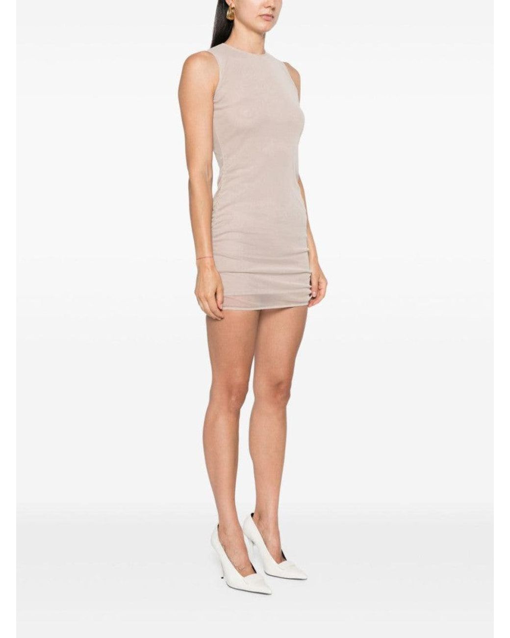 Saint Laurent Natural Stretch Tulle Short Dress