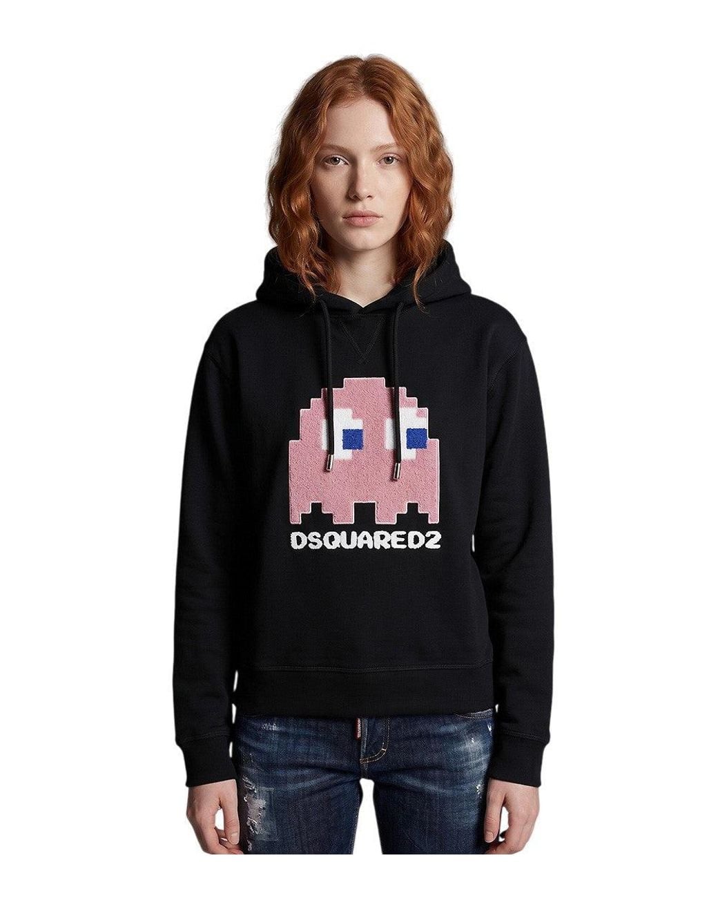 DSquared² Black Graphic Hood Sweatshirt