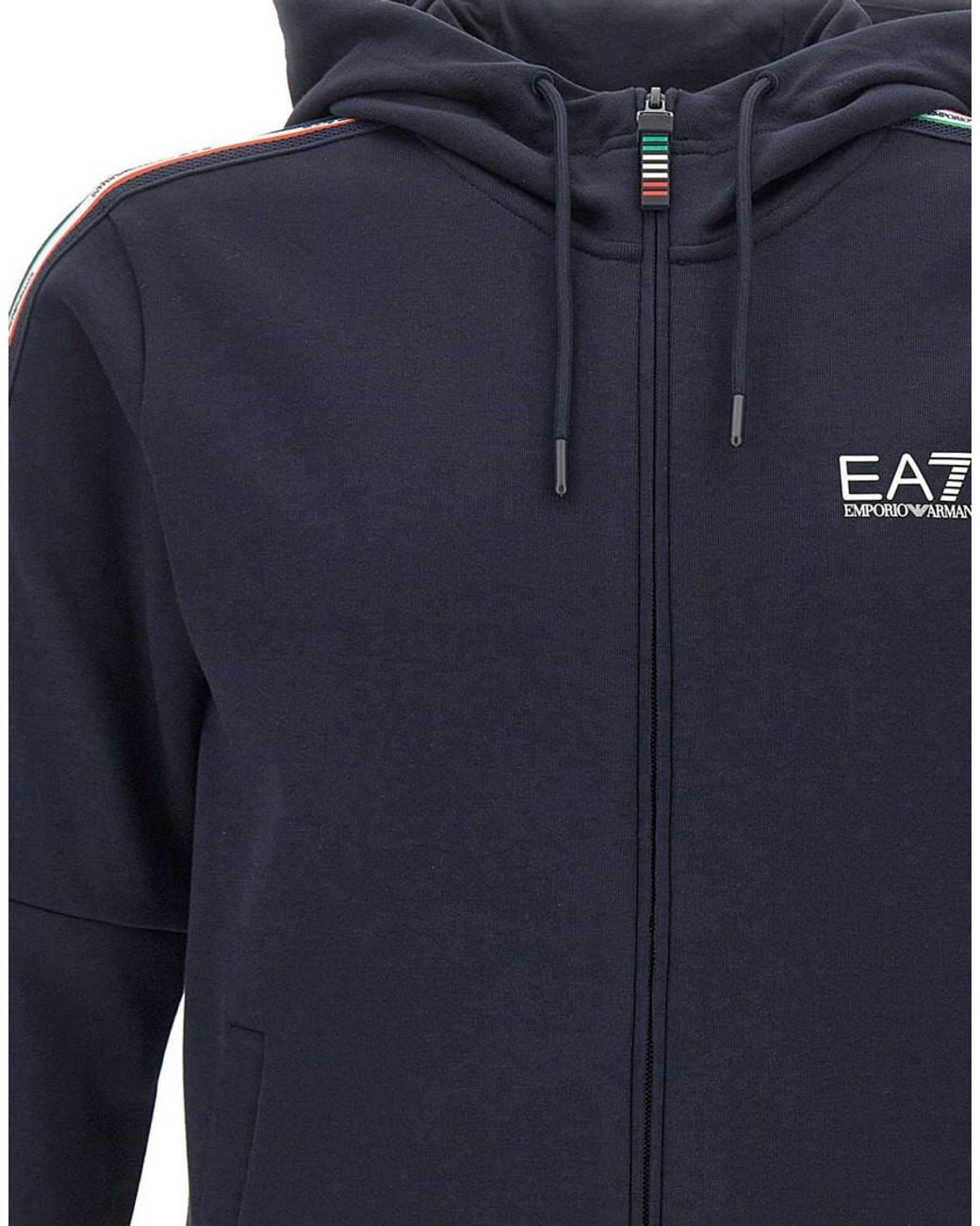 EA7 Blue Logo Regular Hoodie for men