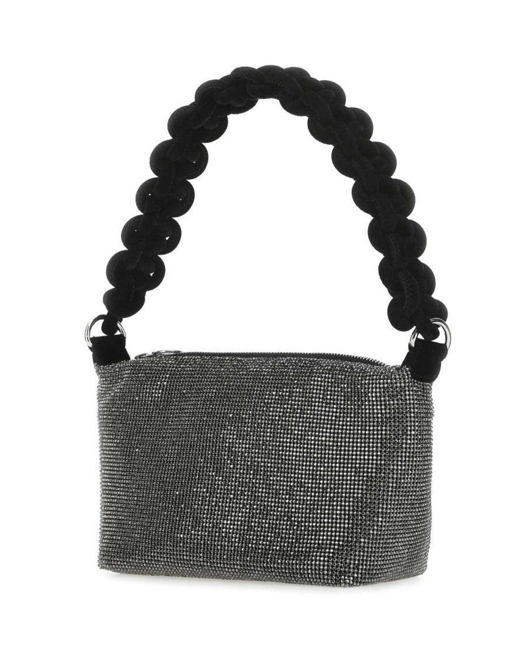 Kara Black Chainmail-Effect Shoulder Bag