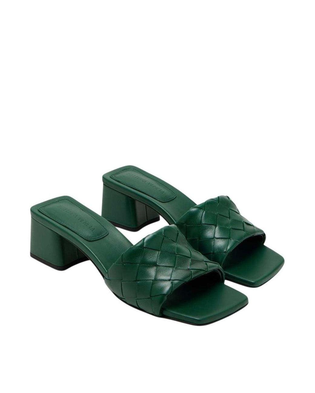 Bottega Veneta Green Woven Heels