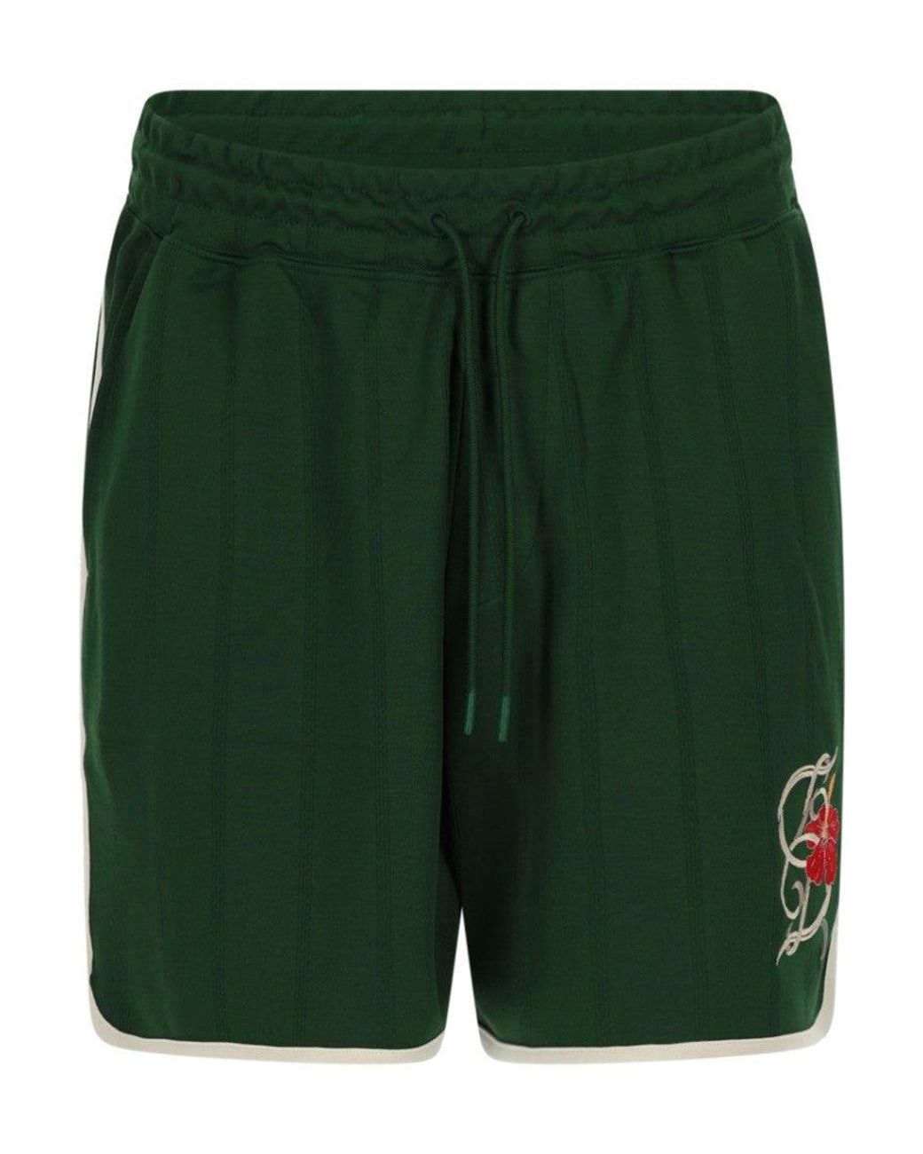 Drole de Monsieur Green Embroidered Shorts for men