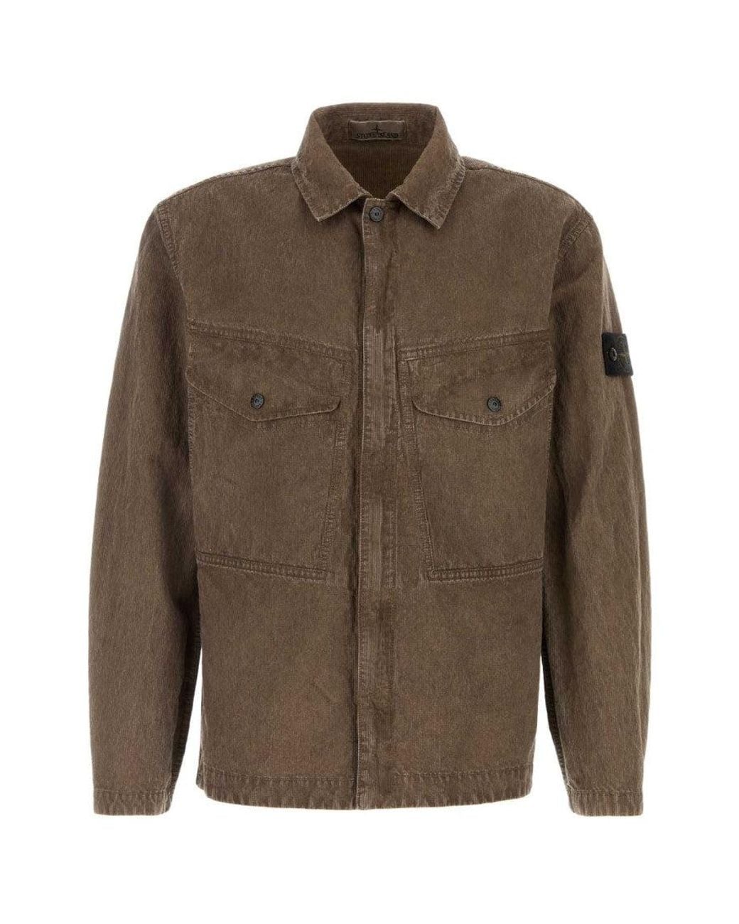 Stone Island Brown Lead Regular Overshirt for men
