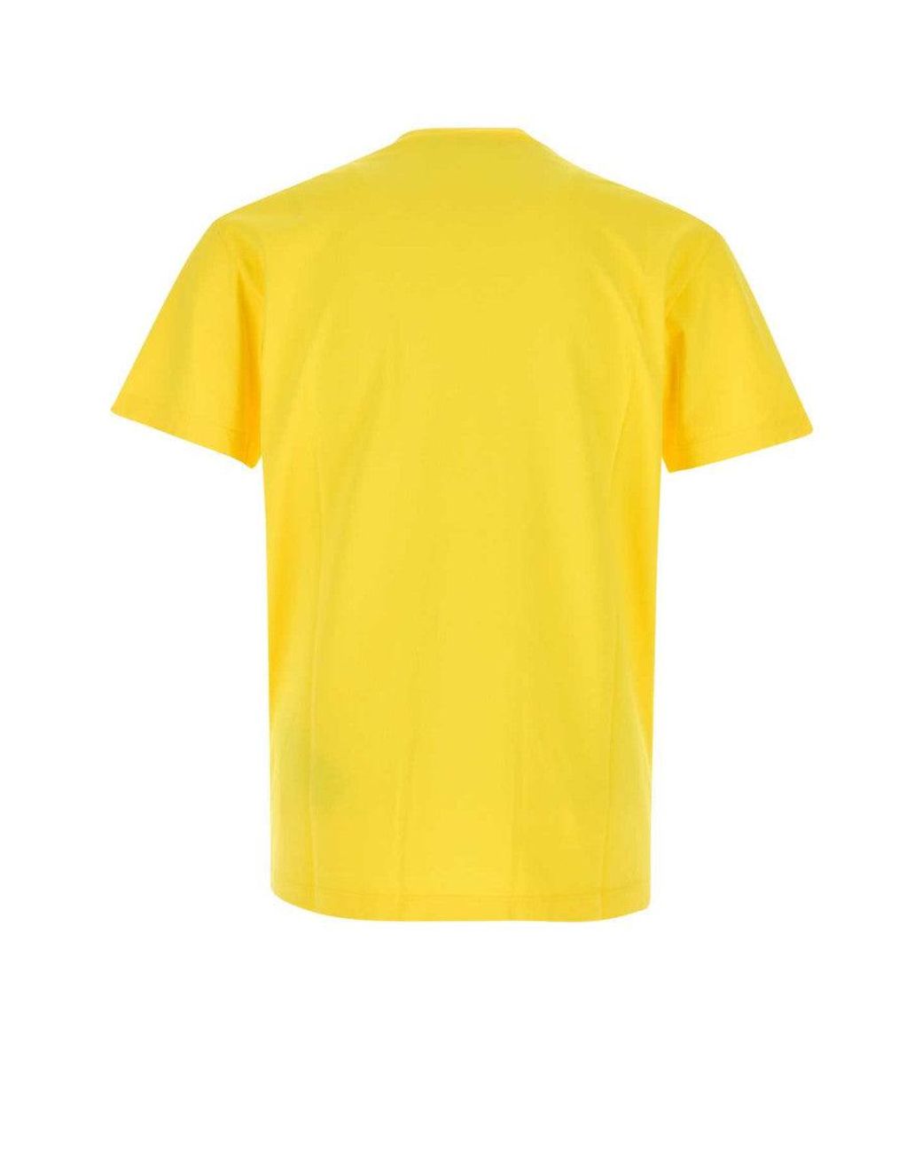 DSquared² Yellow Crewneck Printed T-Shirt for men