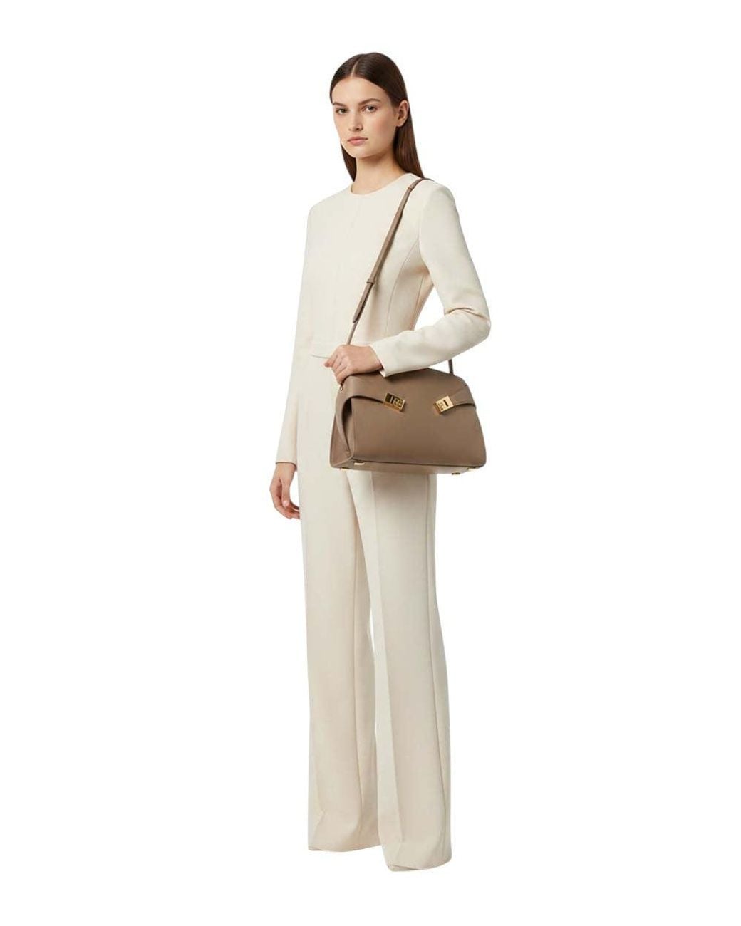 Ferragamo Brown Taupe Hug Medium Shoulder Bag