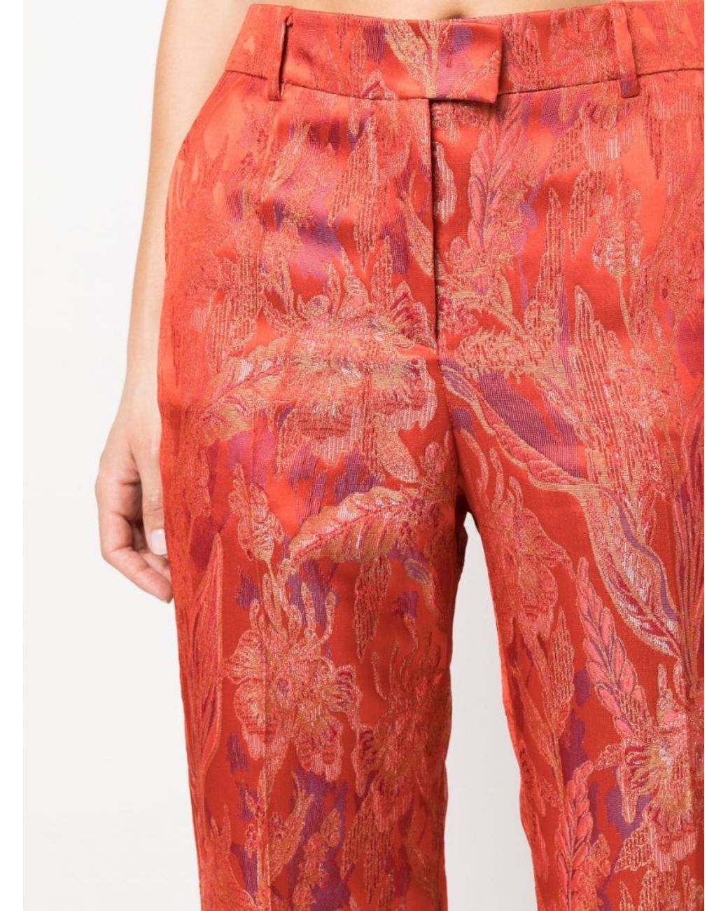Alberto Biani Red Floral Print Trousers