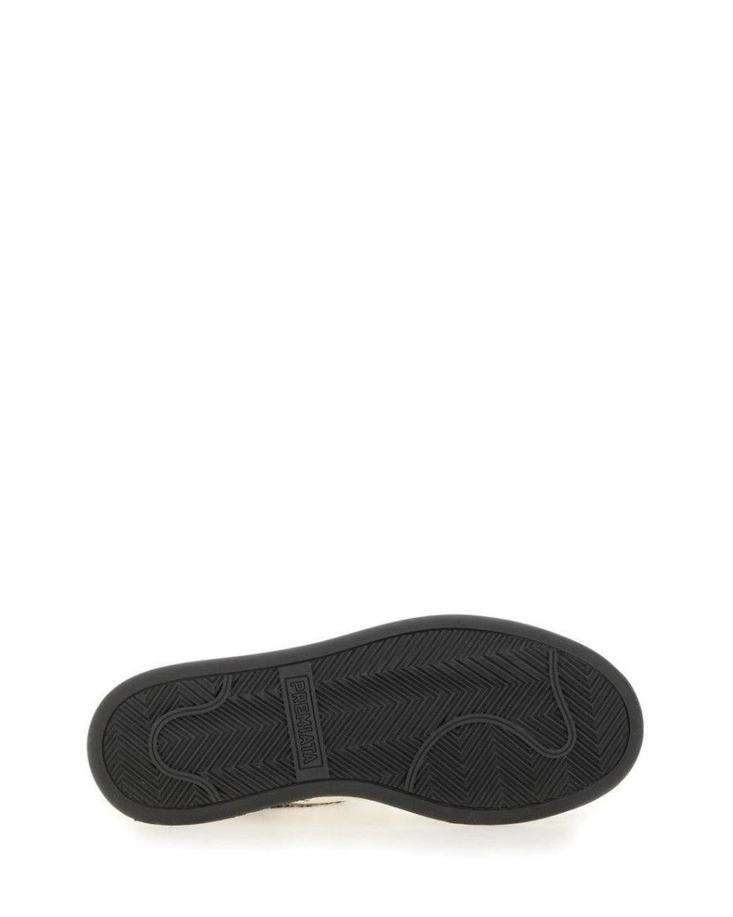 Premiata White Low-Top Sneaker With Spotted Animal Print And Textured Sole