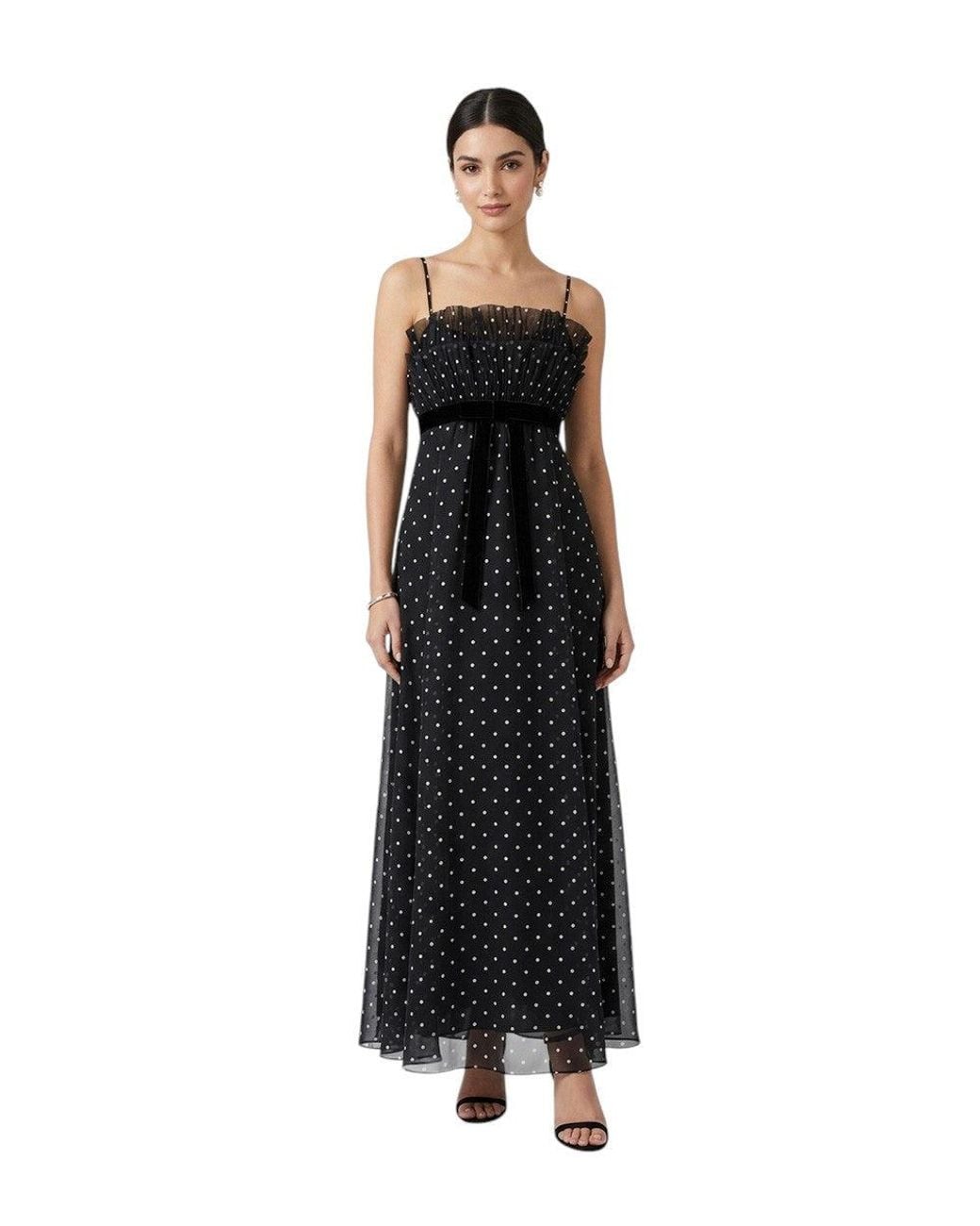 Zimmermann Black Polka Dot Ruffled Neck Dress