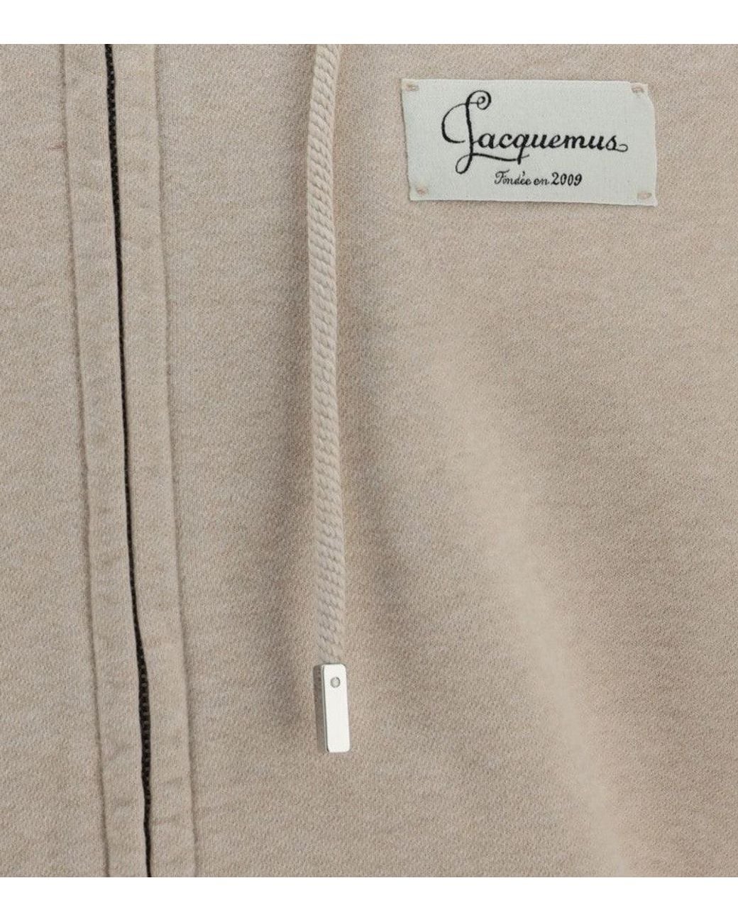 Jacquemus Natural Zip Up Logo Hoodie for men