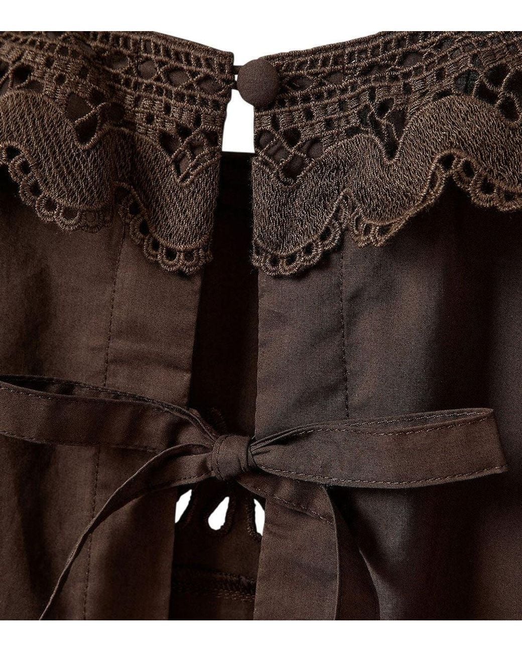 THE GARMENT Brown Embroidered Round Neck Top