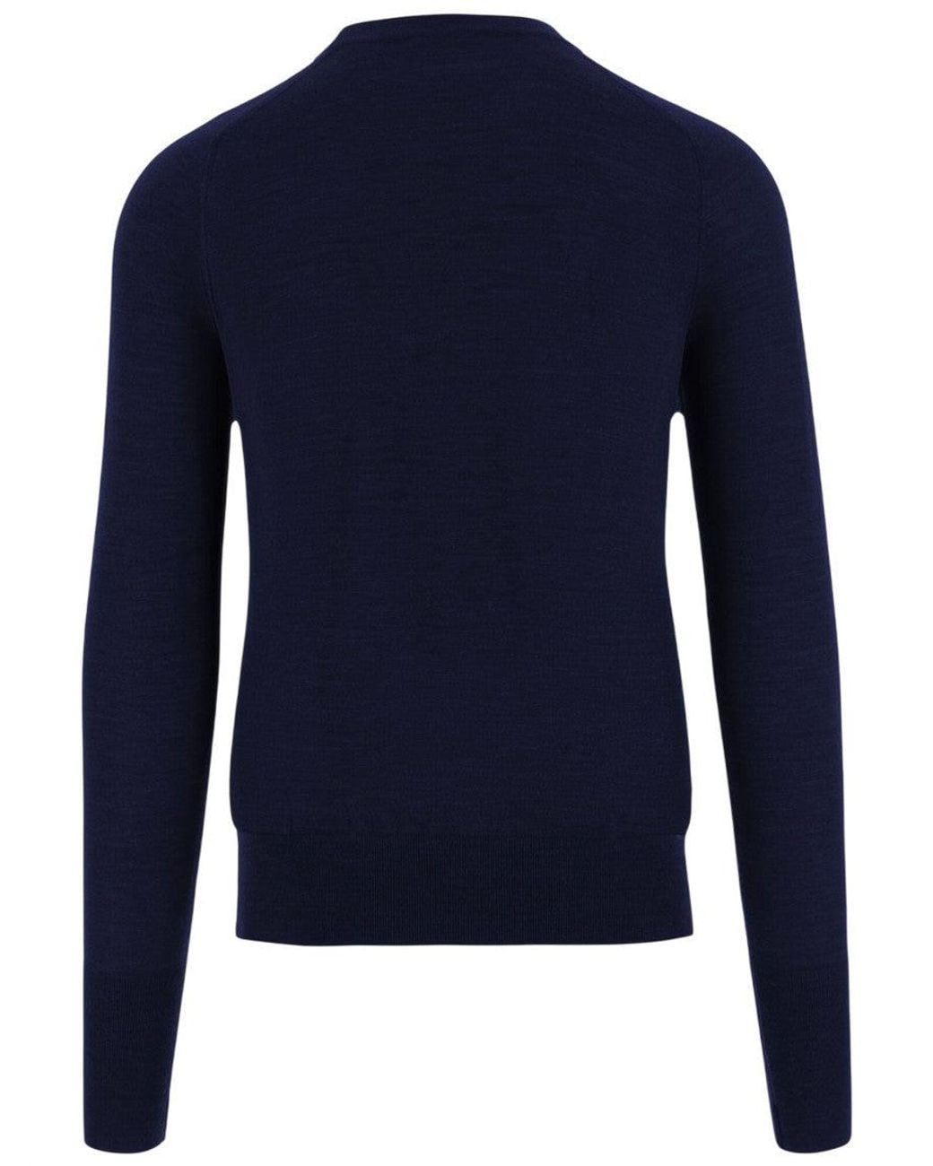 Oliver Lattughi Blue Crew Neck Sweater for men