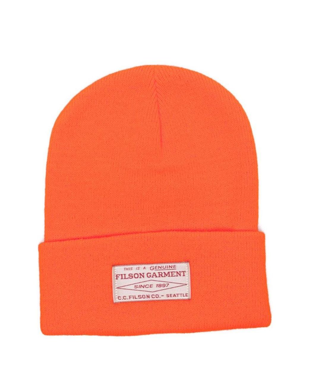 Filson Orange Logo Beanie Hat for men