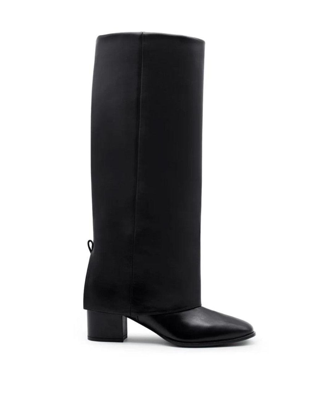Gia Borghini Black Leather Tall Boots With Gaiter
