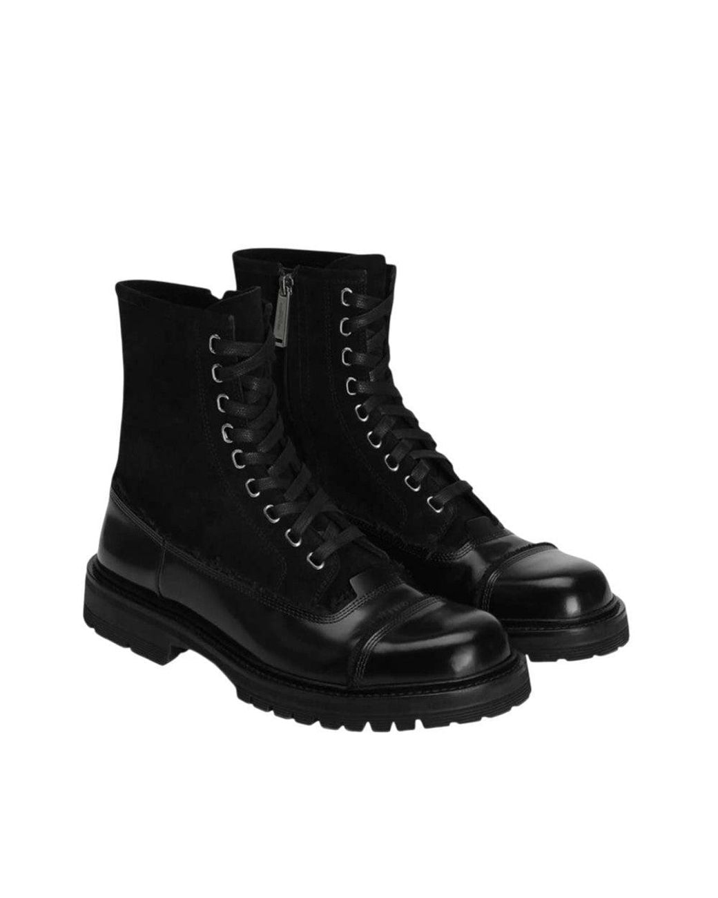Dolce & Gabbana Black Ankle Combat Boots for men