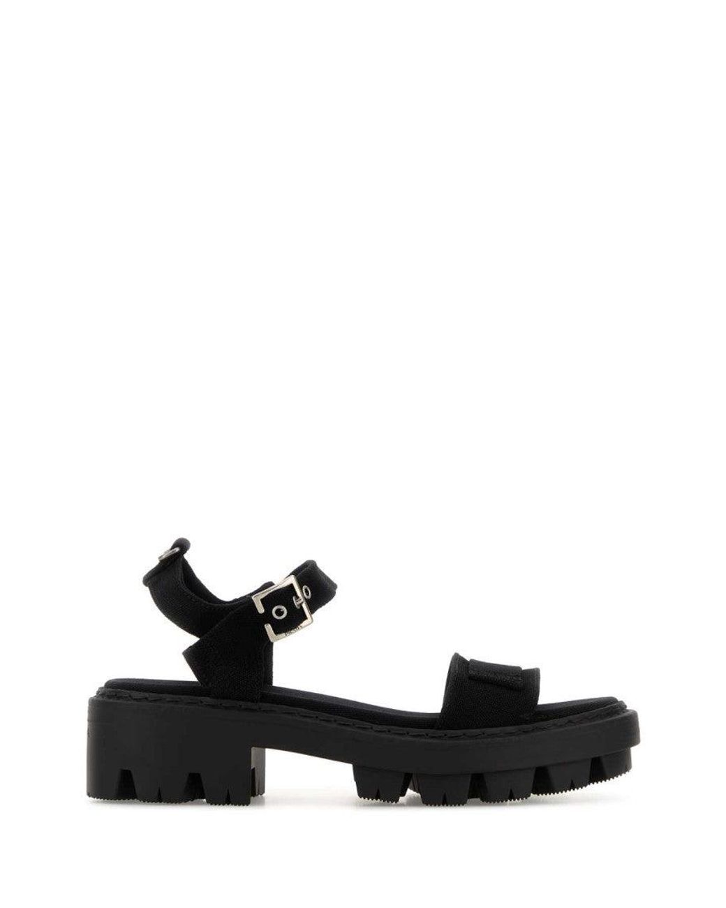 Prada Black Open Round Toe Sandals