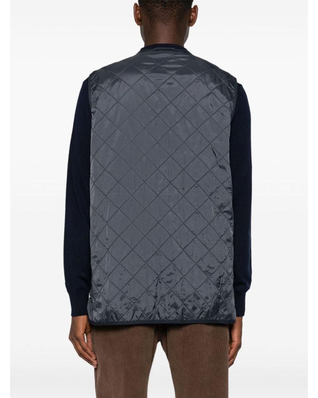 Barbour Gray Quilted Sleeveless Vest for men
