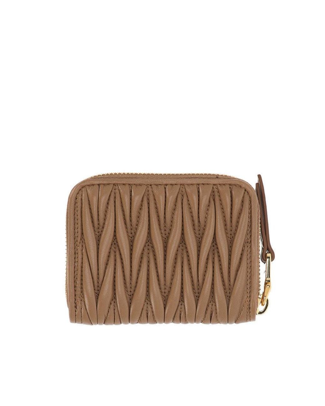 Miu Miu Brown Minuteria Textured Wallet