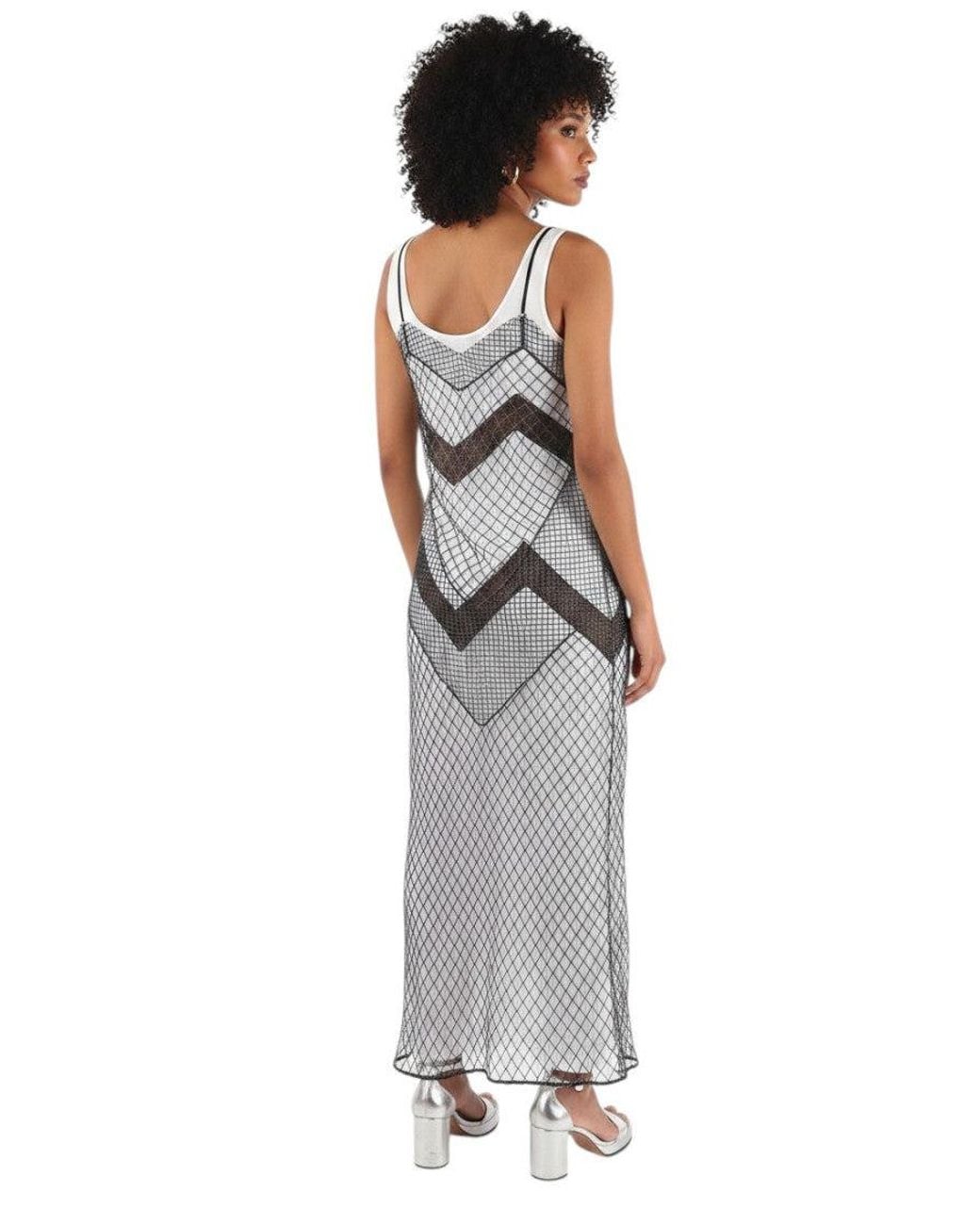 Maison Margiela Gray Geometric Scoop Neck Maxi Dress