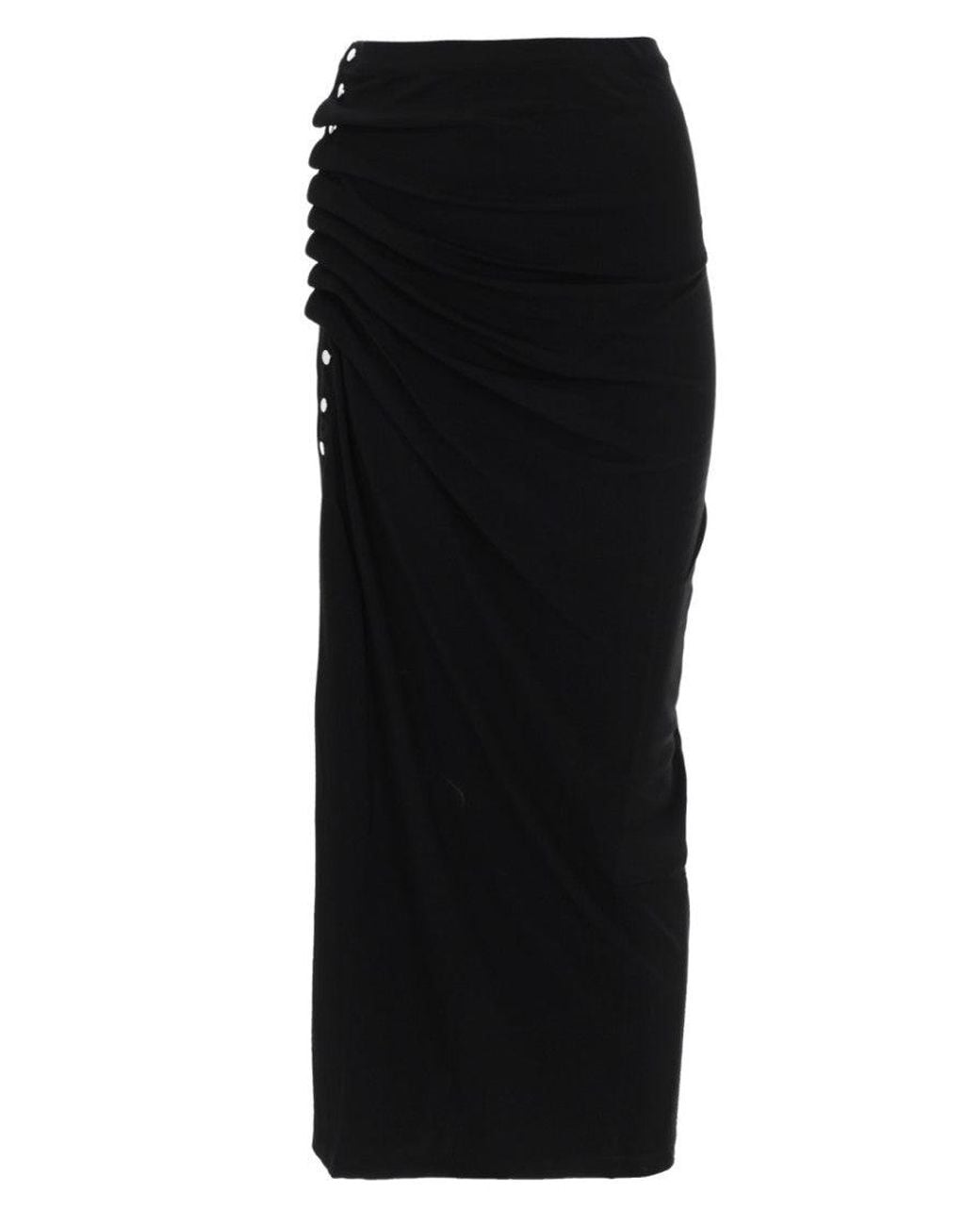Rabanne Black Solid Midi Skirt