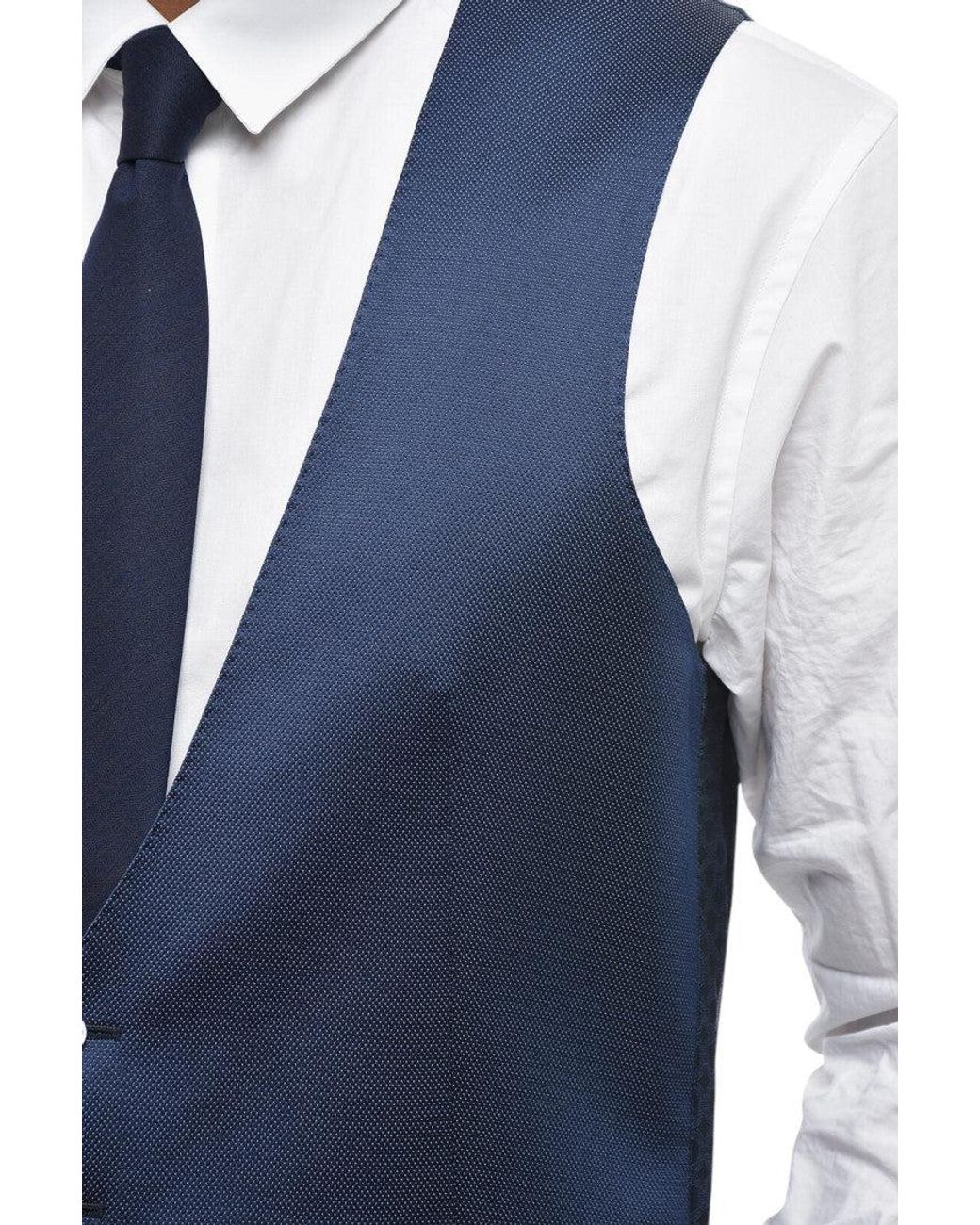 Corneliani Blue Textured Waistcoat for men