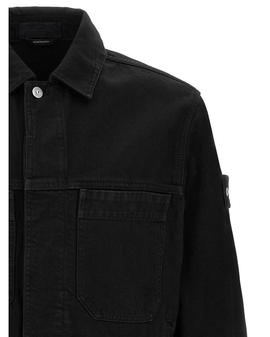 Stone Island Black Shirt Collar Jacket for men