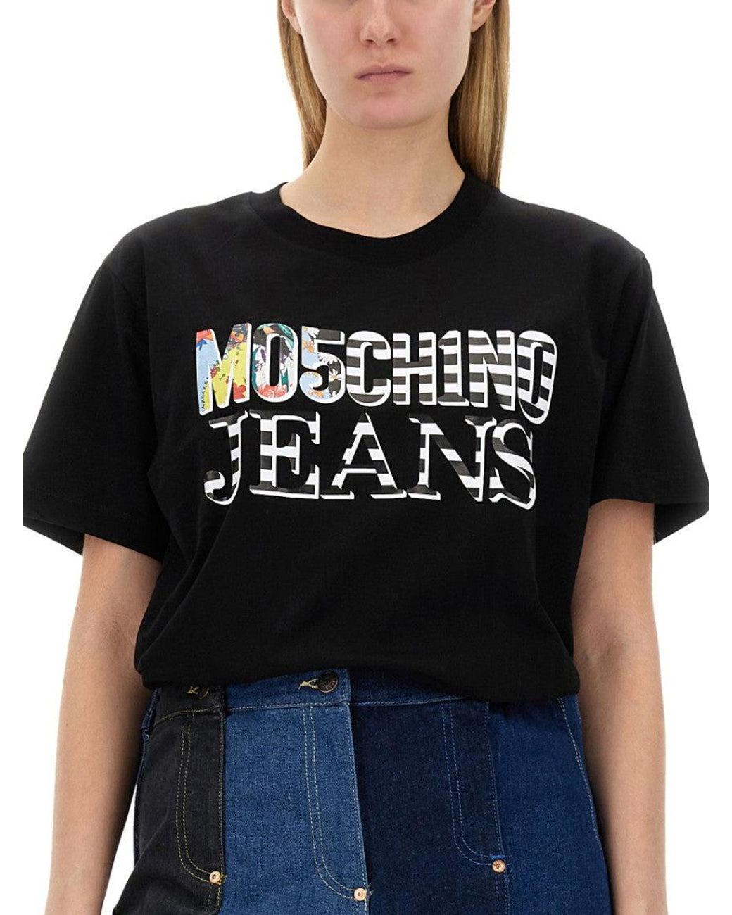 Moschino Black Graphic Crew Neck T-Shirt
