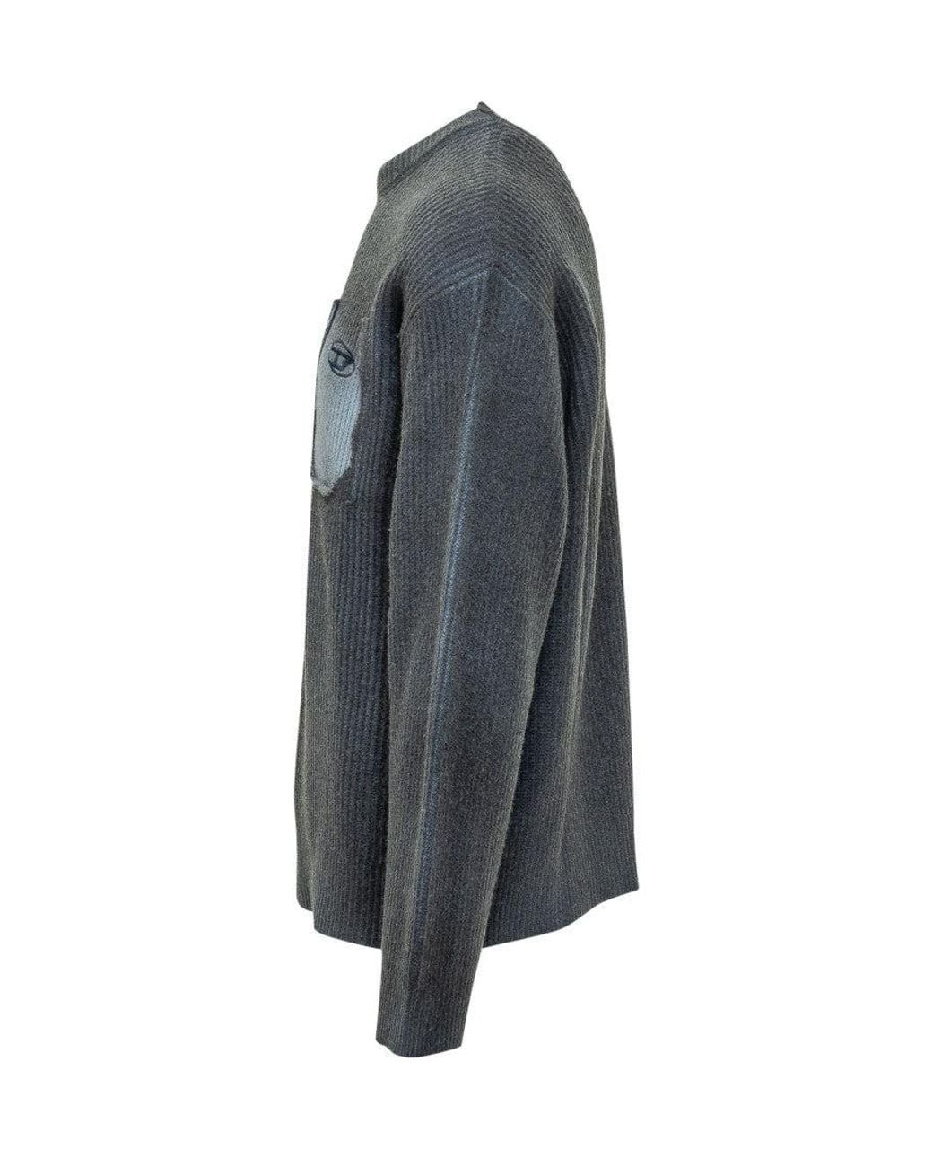 DIESEL Gray Knitted Sweater for men