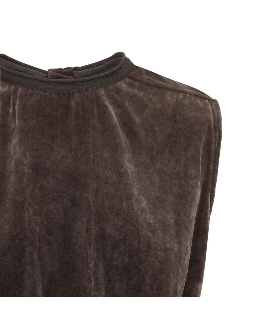 Rick Owens Brown Solid Crew Neck Top