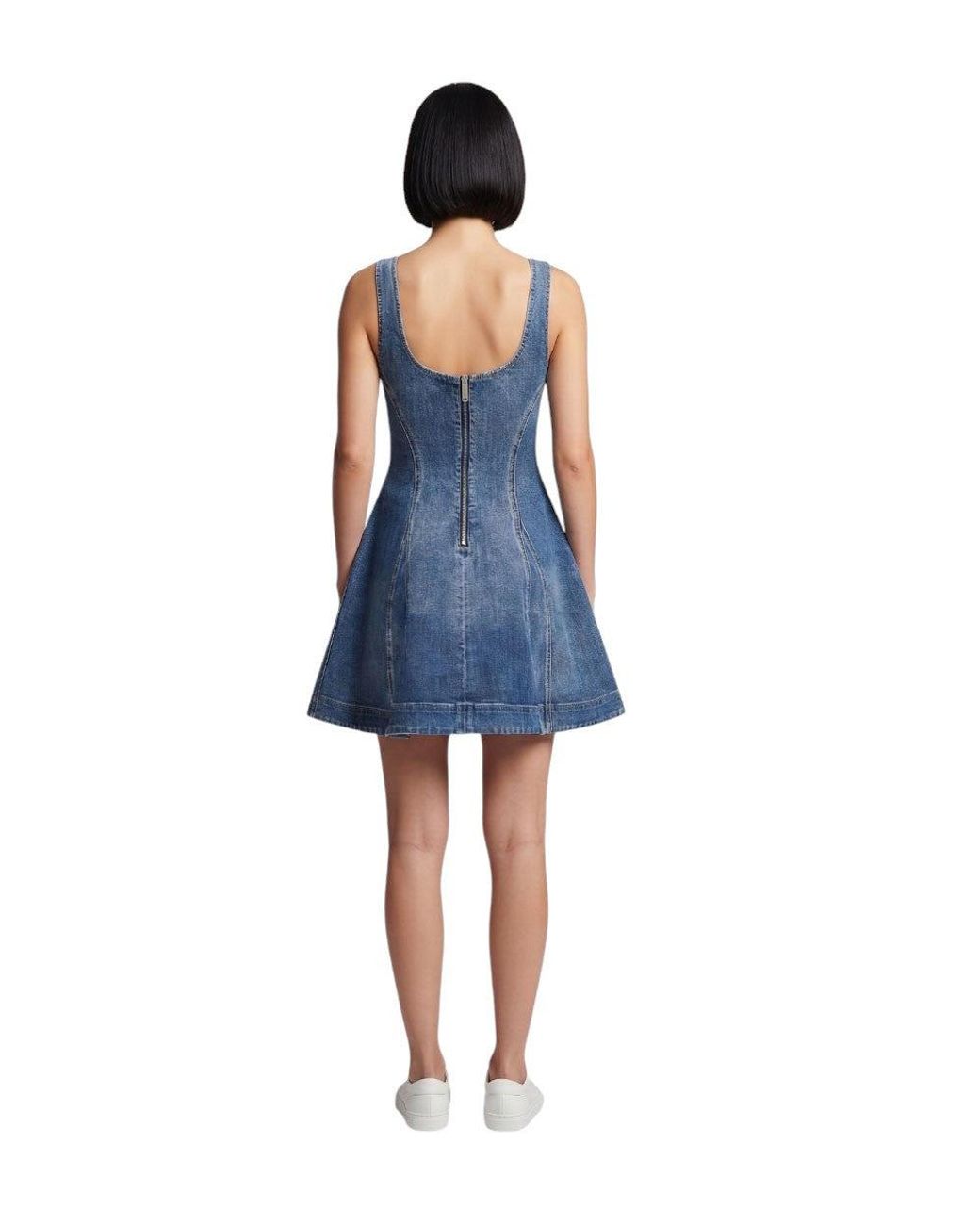 Self-Portrait Blue Scoop Neck Mini Dress