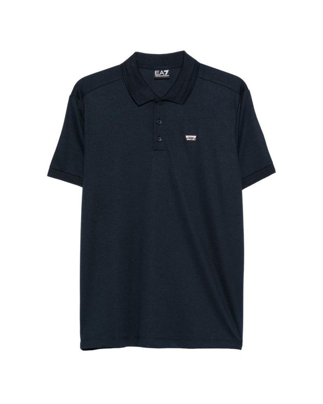 EA7 Blue Shirt Collar Polo for men