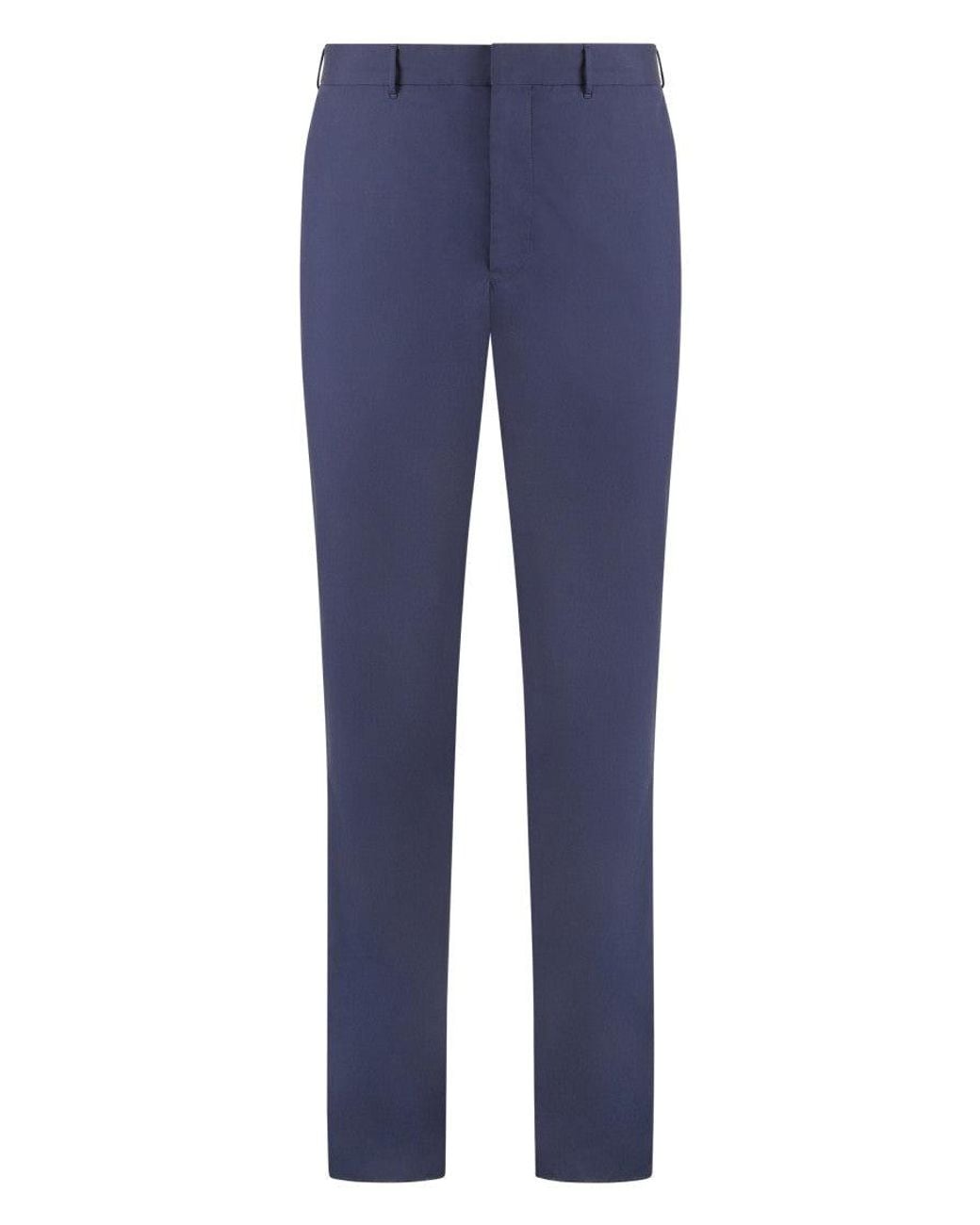 Prada Blue Flat Front Trousers for men