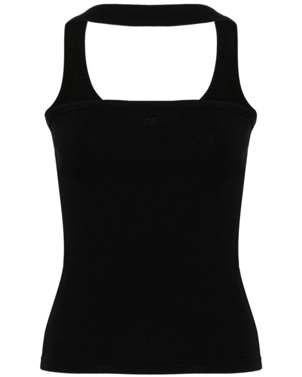 Courreges Black Scoop Neck Top