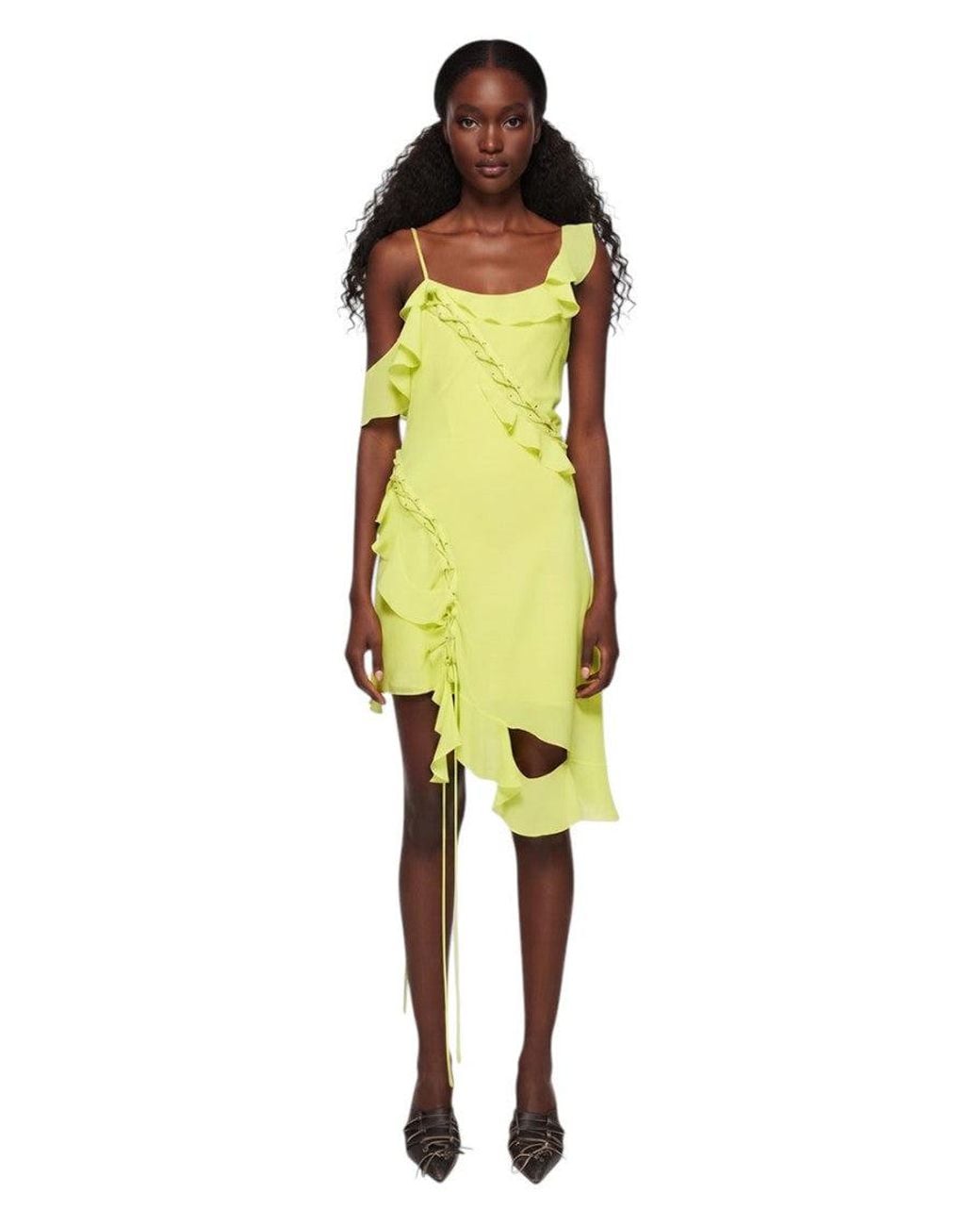 Acne Yellow Asymmetric Neck Dress