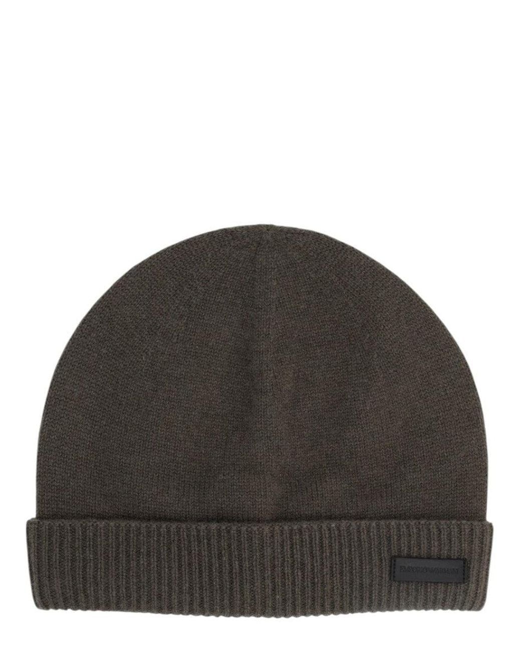 Emporio Armani Black Knitted Beanie Cap for men