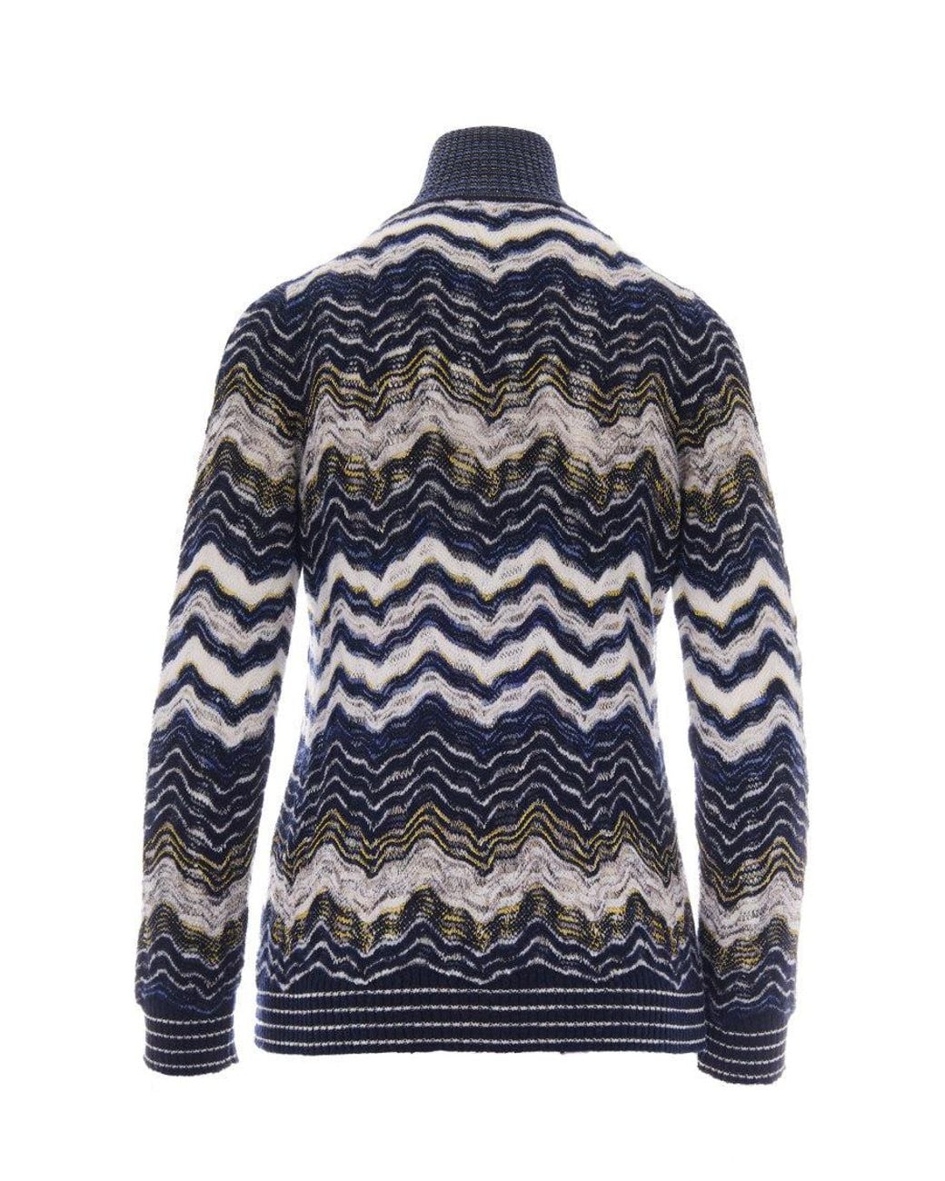 Missoni Blue Chevron Mock Collar Sweater