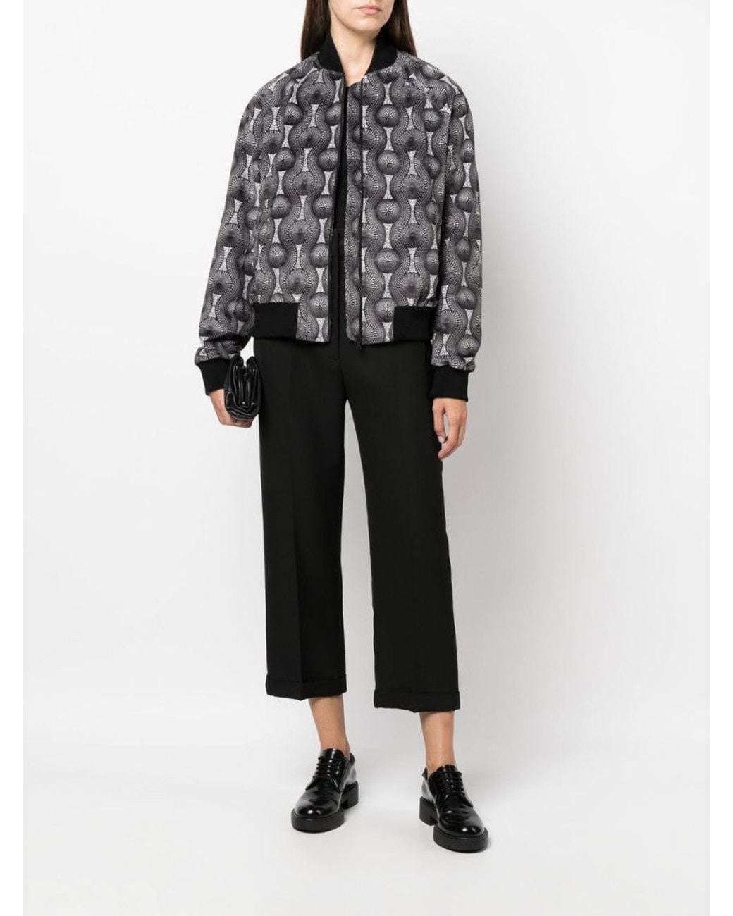 OZWALD BOATENG Gray Printed Velvet Bomber Jacket for men