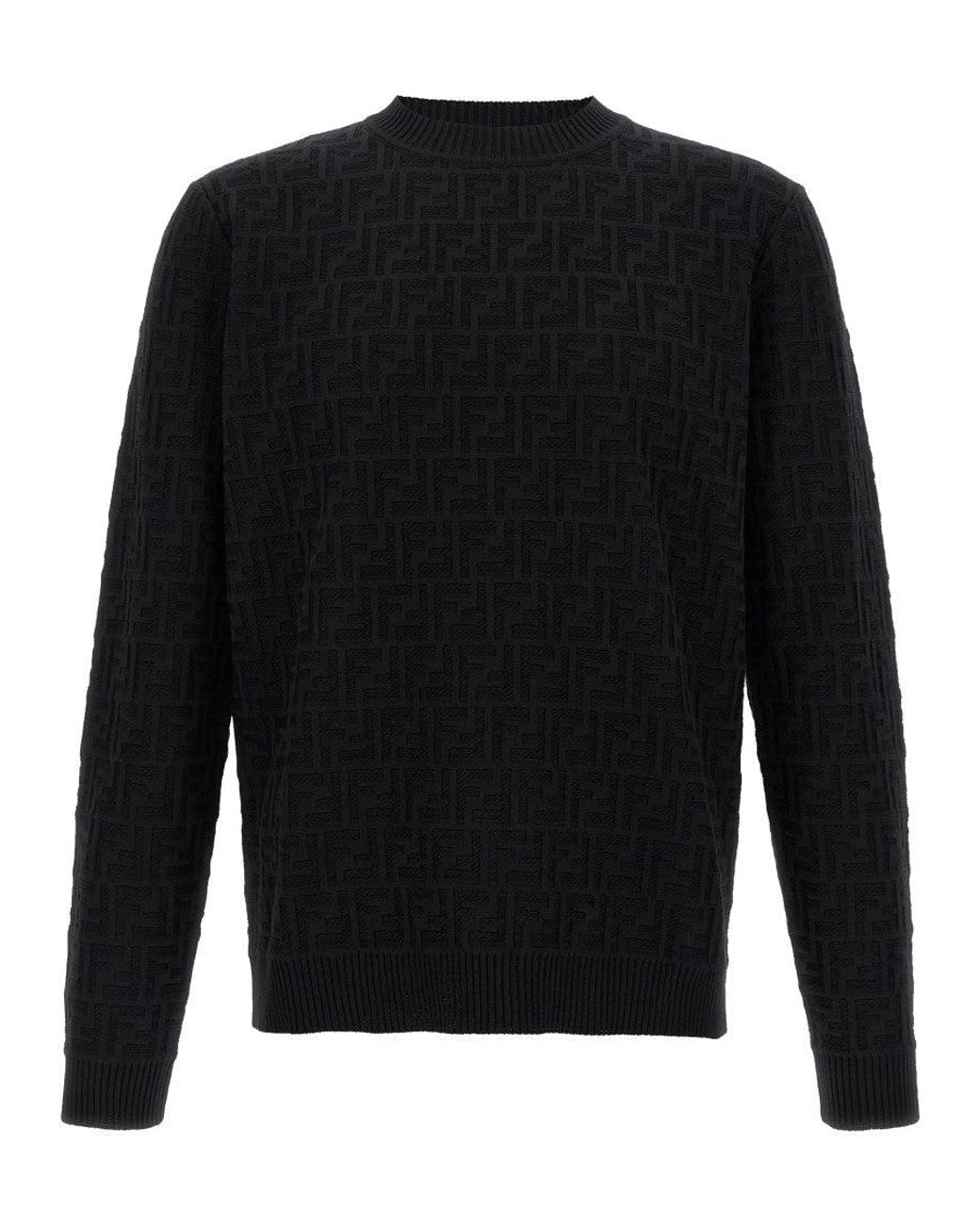 Fendi Black Ff Jacquard Sweater for men