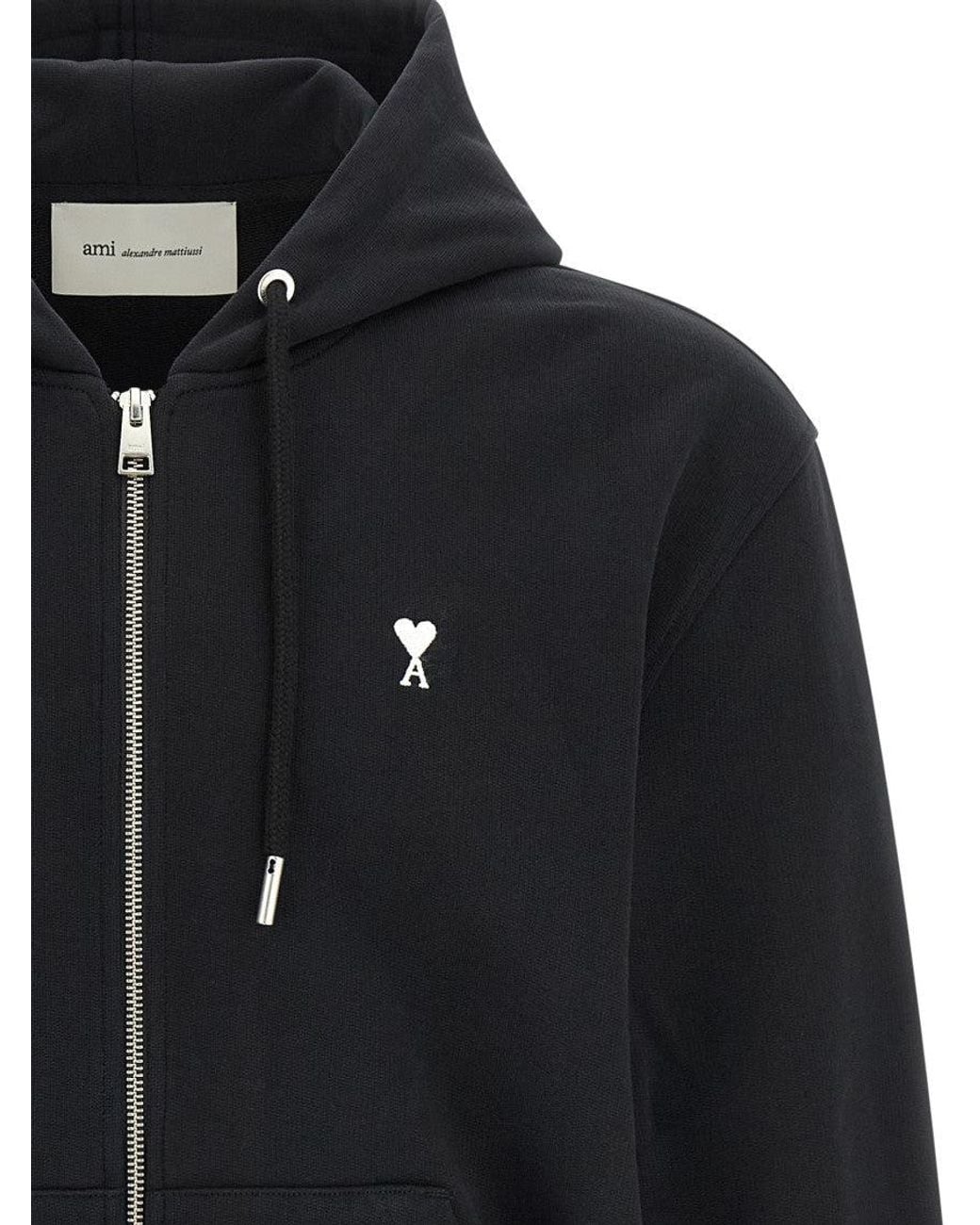 AMI Black 'Ami De Coeur' Hoodie for men