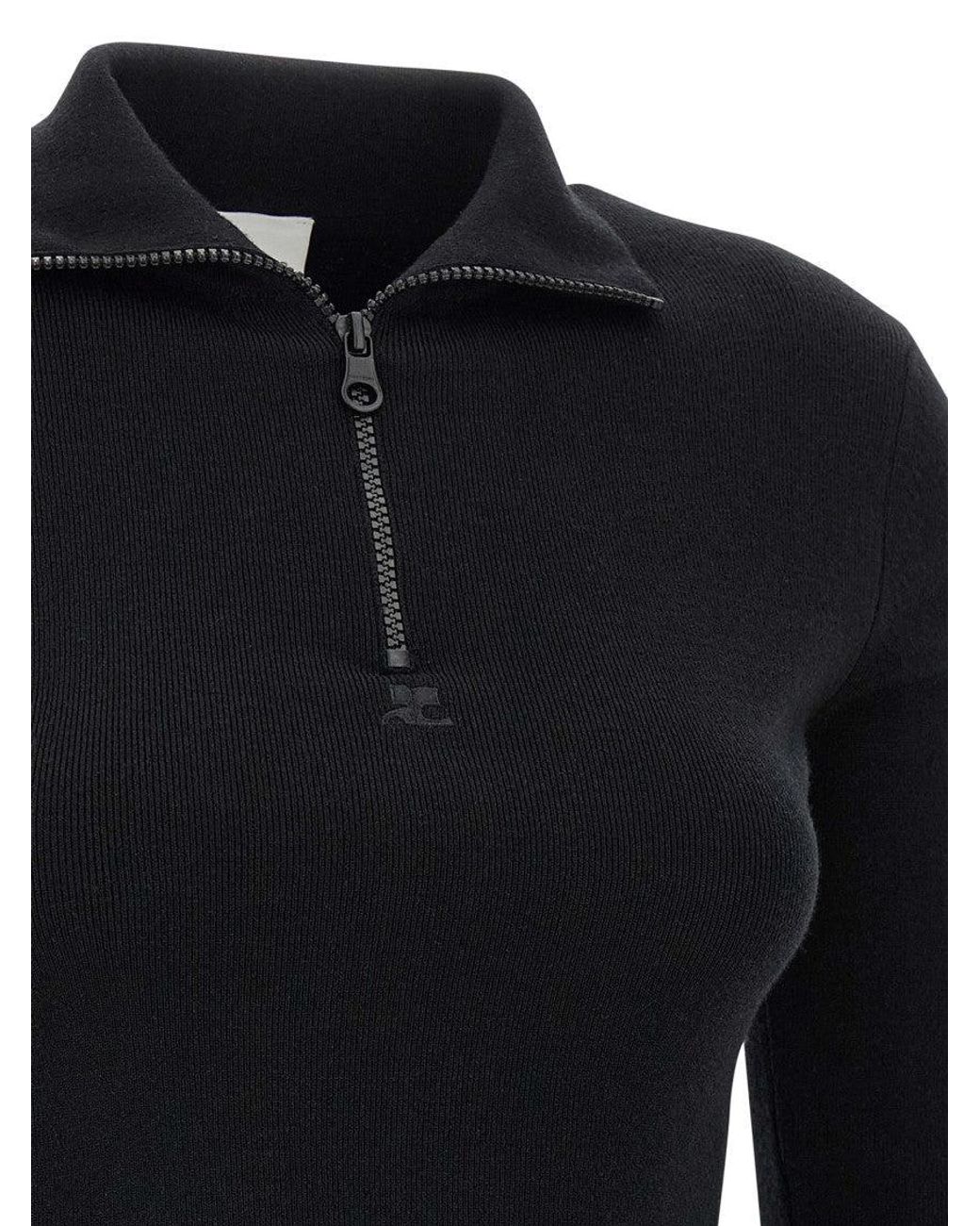 Courreges Black Merino Wool Short Dress