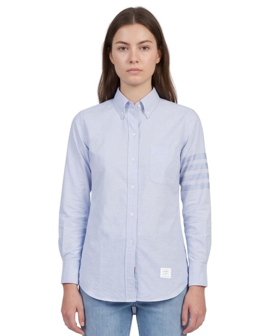 Thom Browne Blue Slim Stripes Shirt