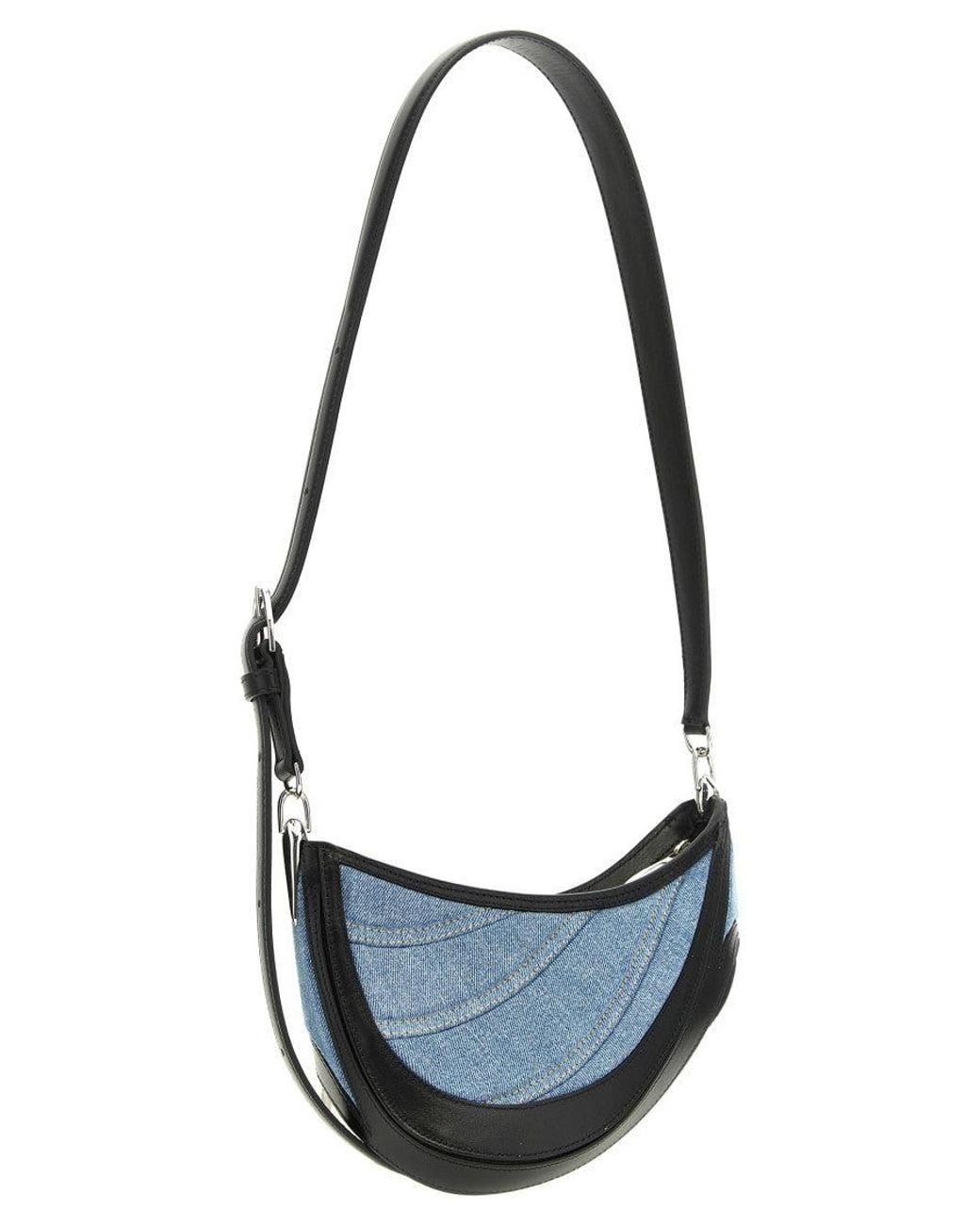 Mugler Blue Denim Spiral Curve 01 Small Shoulder Bag