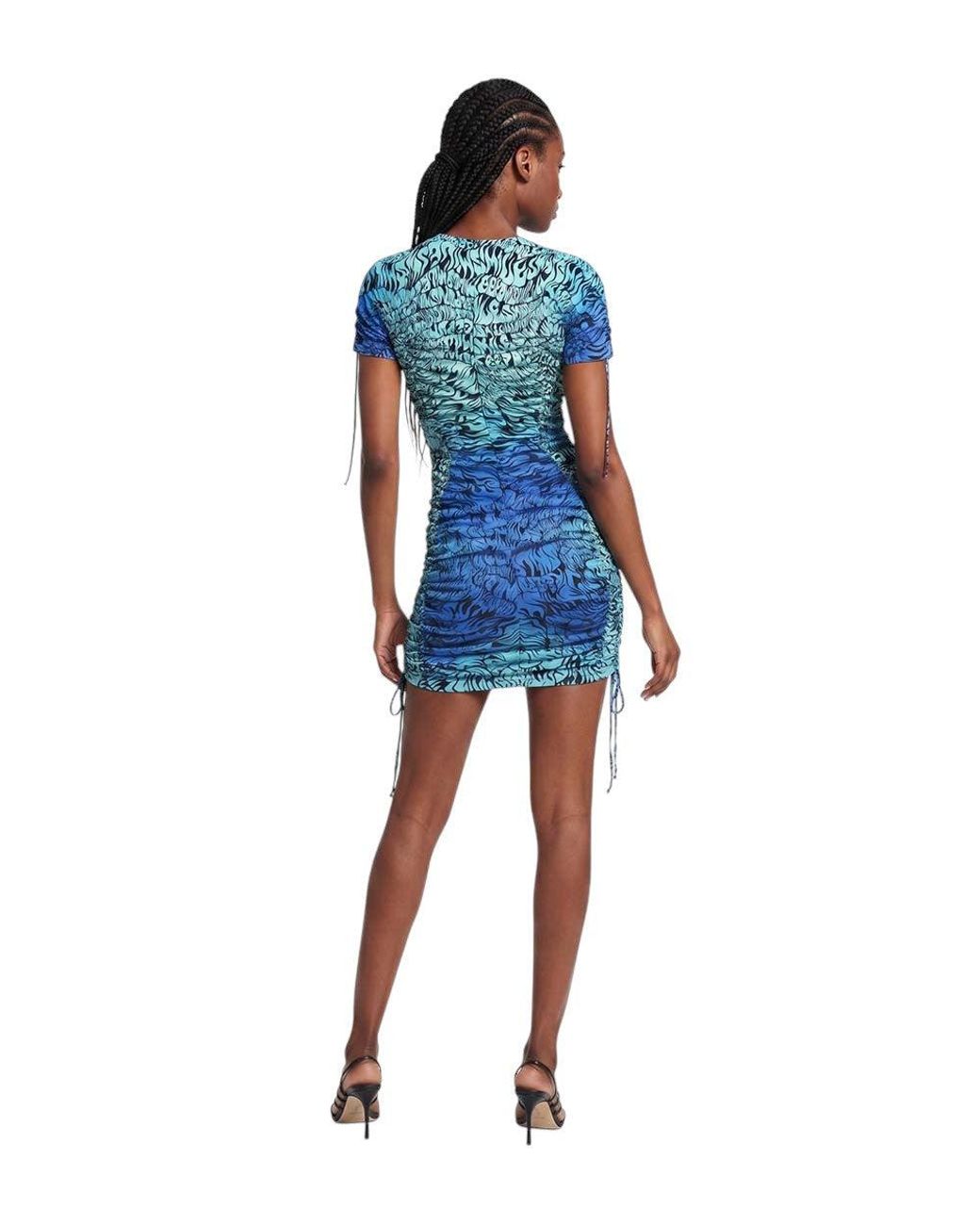 Stella McCartney Blue Printed Crew Neck Mini Dress