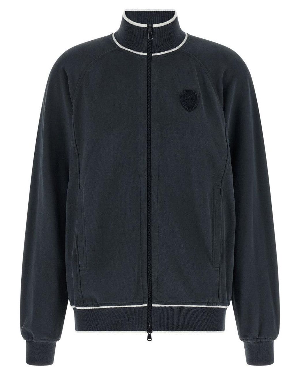 Brunello Cucinelli Black Logo Mock Collar Sweatshirt