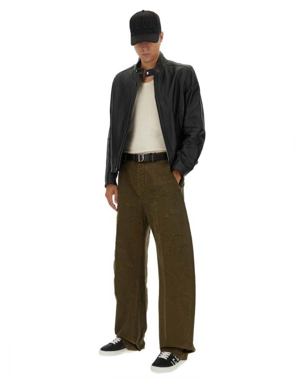 DSquared² Green Ripped Big Chino Pants for men