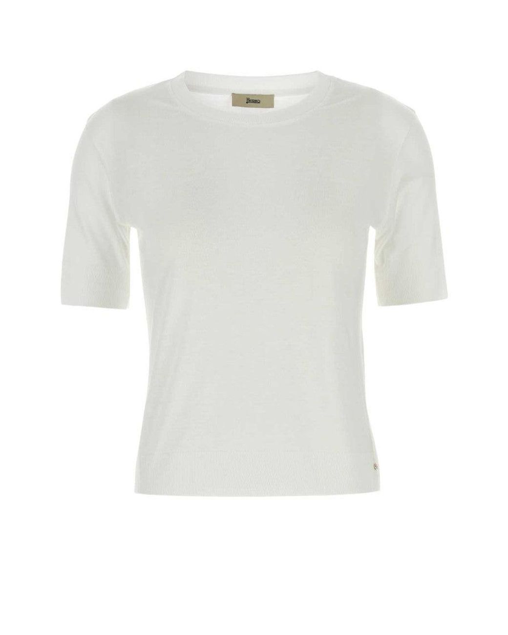 Herno White Lyocell Blend T-Shirt