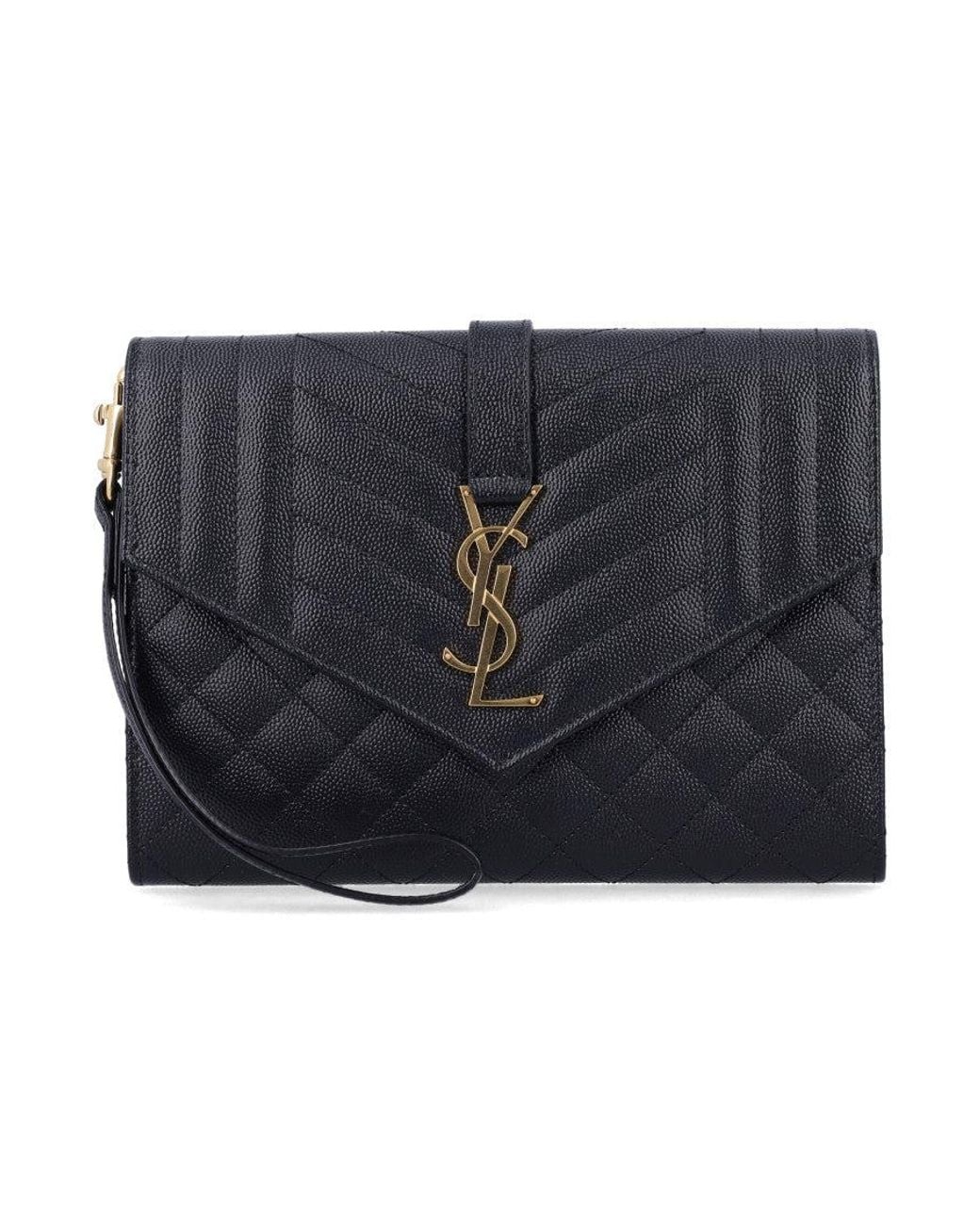 Saint Laurent Black Matelasse Clutch