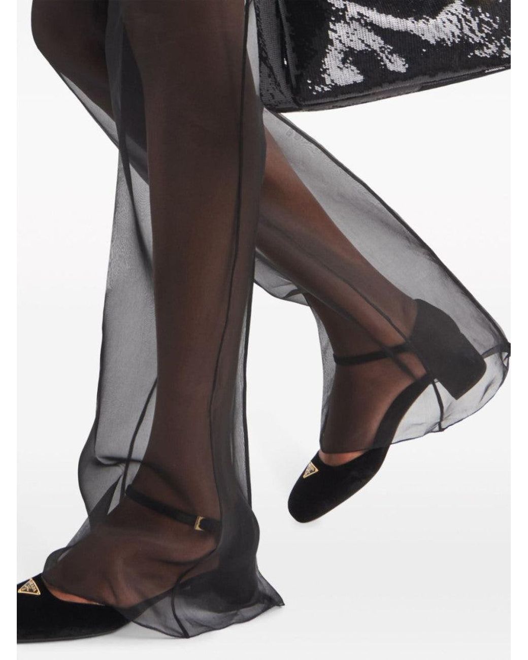 Prada Blue Semi-Sheer Flared Trousers