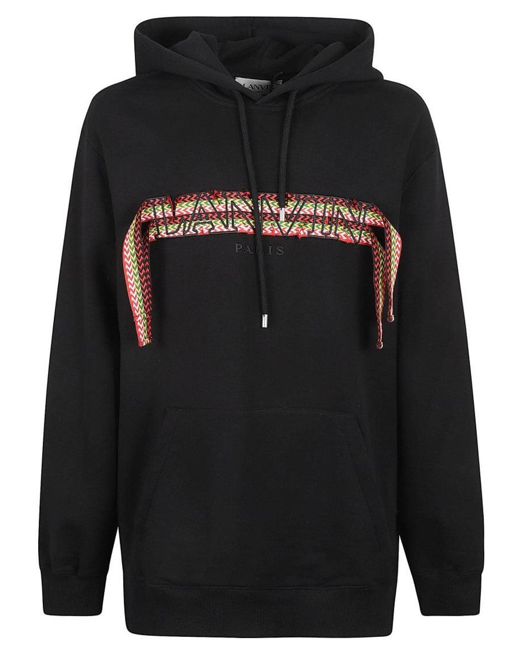Lanvin Black Oversized Logo-Appliqu Hoodie for men