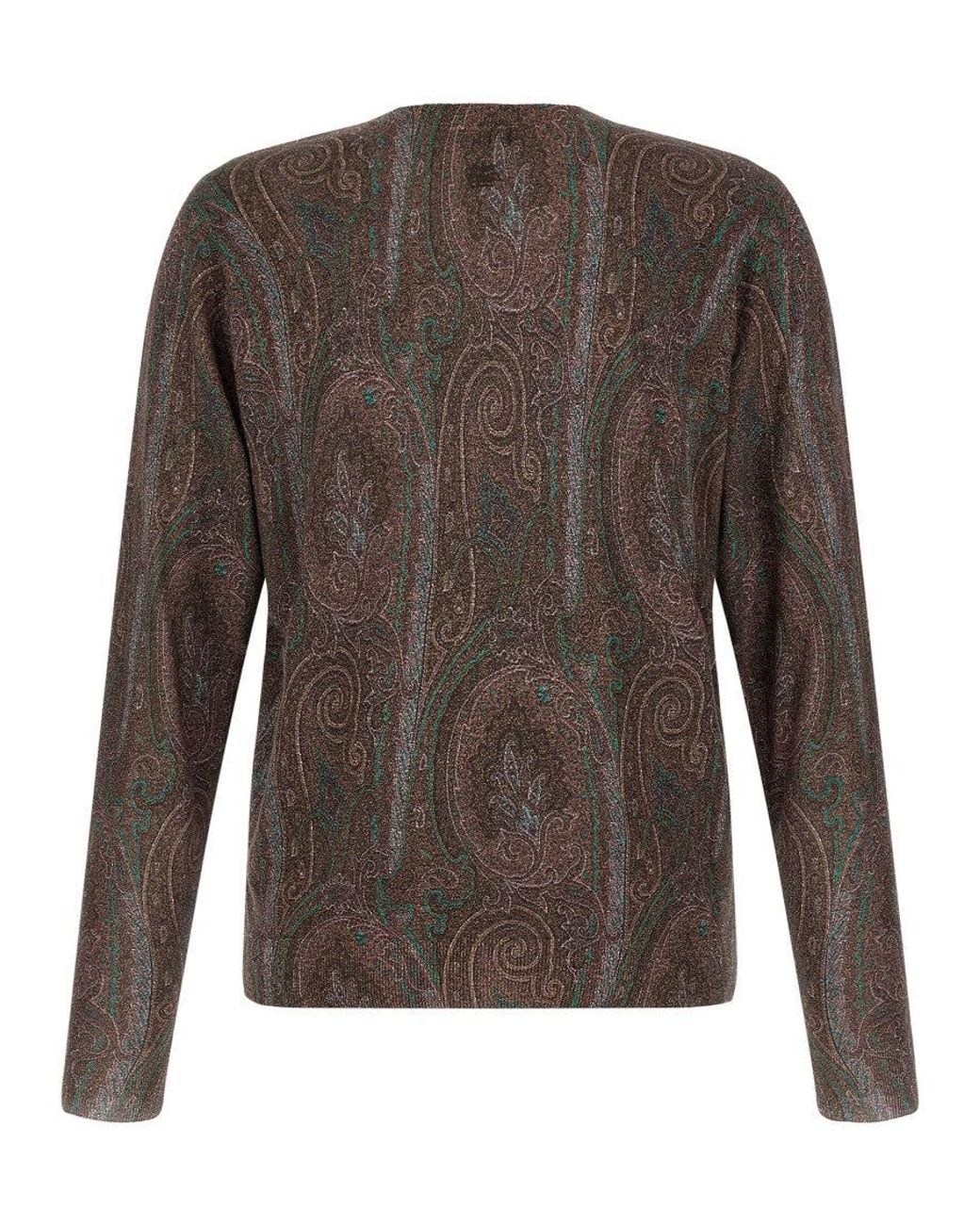Etro Brown Paisley Print Sweater for men