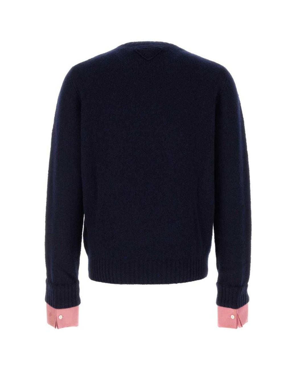 Prada Blue Crew Neck Sweater for men